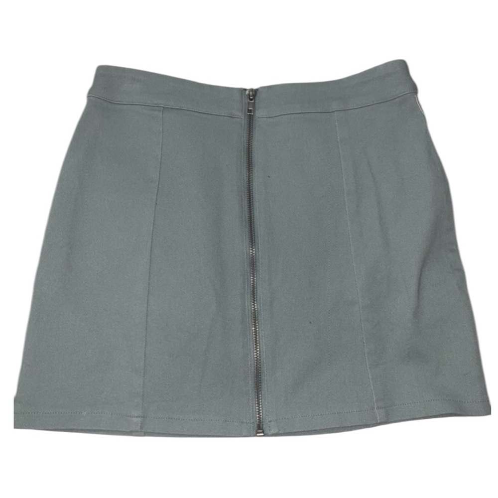 Forever 21 Light green denim zip up skirt, size large